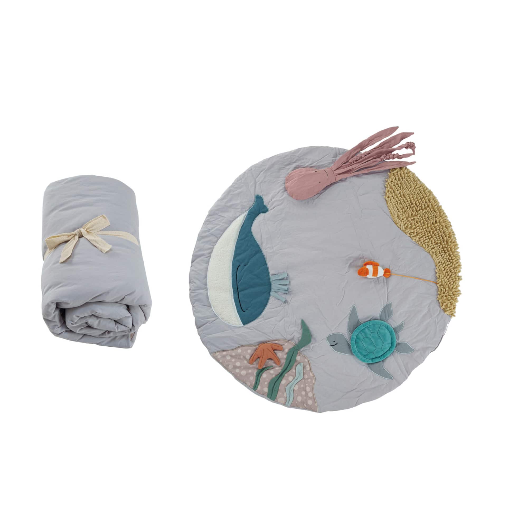 Hello Honey® 39.25" Multicolor Polyester Roll-Up Playmat with Sea Creatures